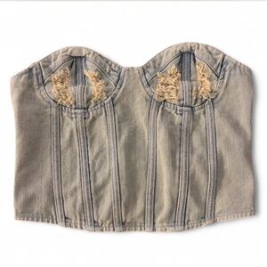 NWT Pretty Little Thing Denim Corset Size 8